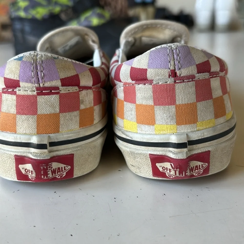 🌺Vans Kids Checkered Multicolor Slip ons